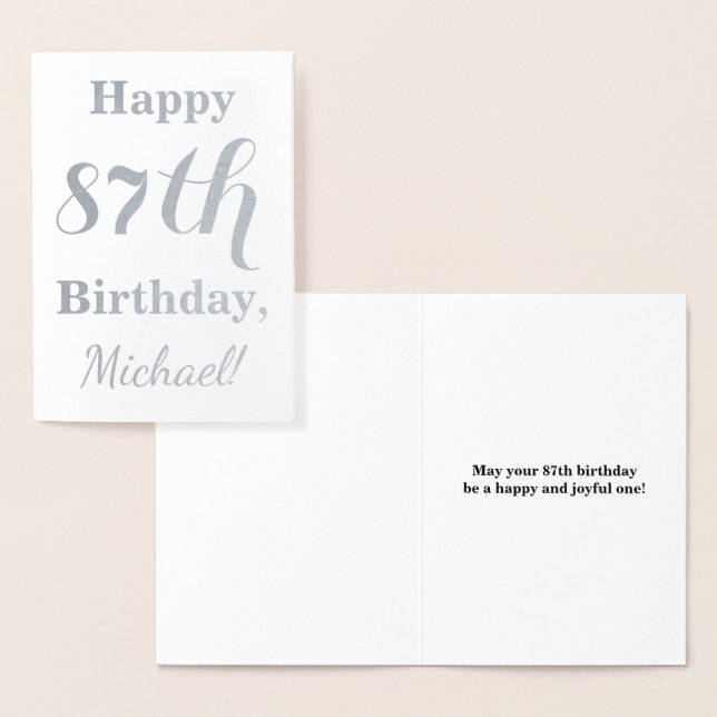 Simple Silver Foil "HAPPY 87th BIRTHDAY" + Name Card (Display)