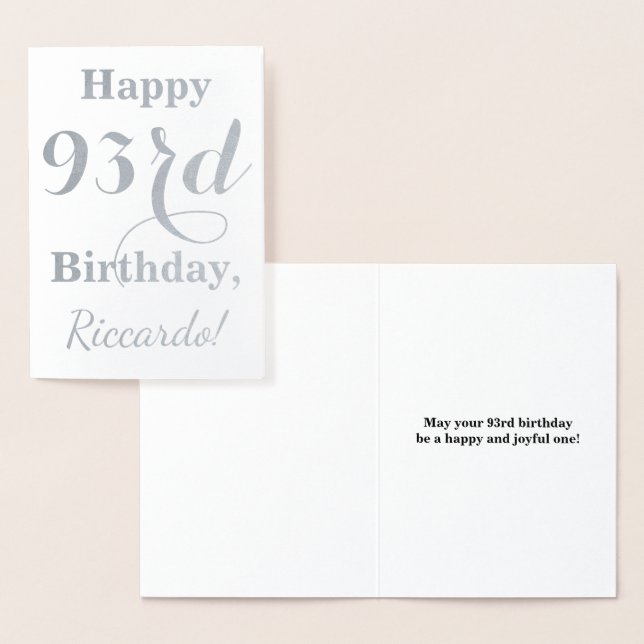 Simple Silver Foil "HAPPY 93rd BIRTHDAY" + Name Foil Card (Display)