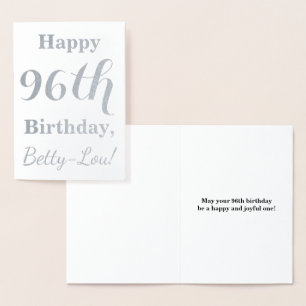 Simple Silver Foil "HAPPY 96th BIRTHDAY" + Name Foil Card