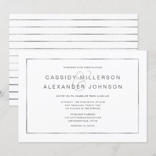 Simple silver frame wedding invitations