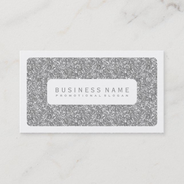 Simple Silver Glitter Business Card (Front)