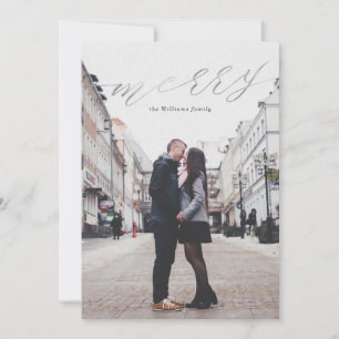 Simple Silver Gold Merry Christmas Photo Cards