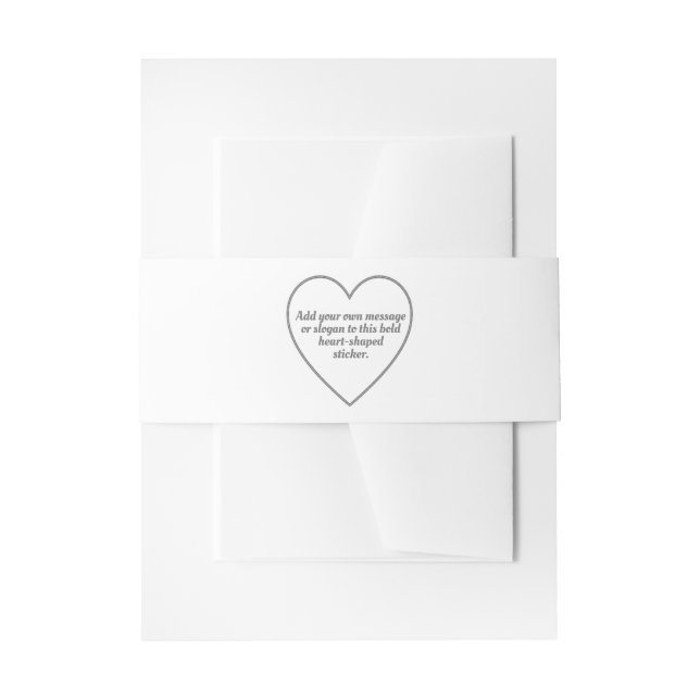 Simple Silver Grey Hearts Outline with Message Invitation Belly Band (Front Example)