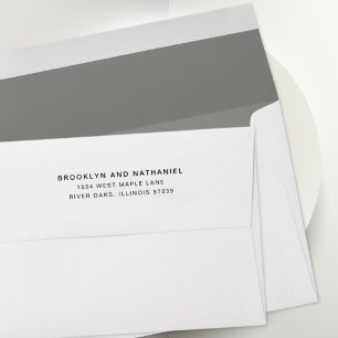 Simple Silver Grey Return Address Lined Envelope