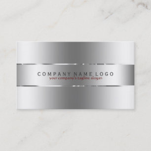 Simple Silver Grey Stainless Steel Look Business Card