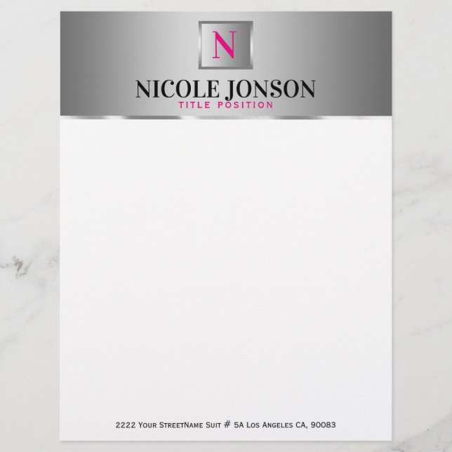 Simple Silver Grey Stripe Letterhead Design (Front)