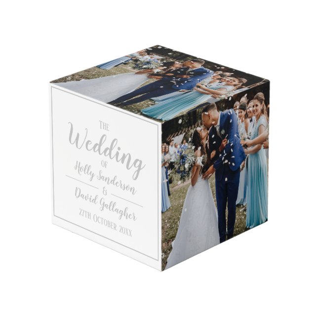 Simple Silver Grey & White Design Cube (Front Angled)