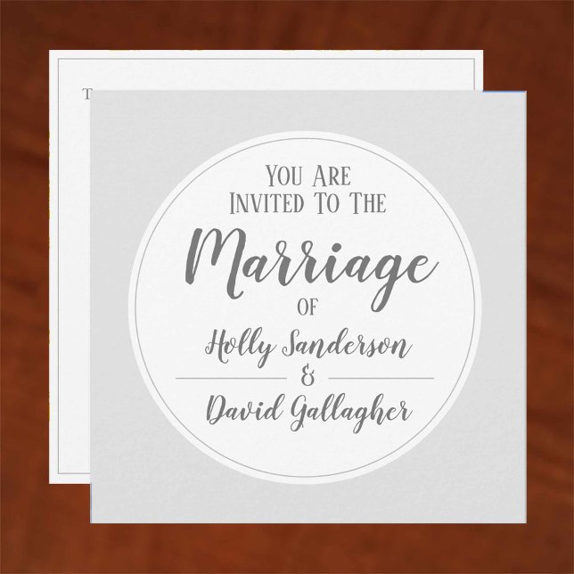 Simple Silver Grey & White Wedding Day Invitation (Creator Uploaded)