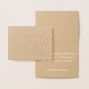 Simple Silver Modern Abstract Random Dot and Lines Foil Card