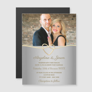 Simple Silver Photo Wedding Magnetic Invitation