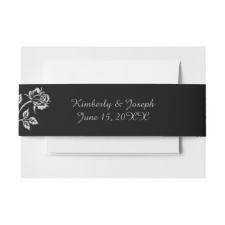 Simple Silver Rose Invitation Belly Band