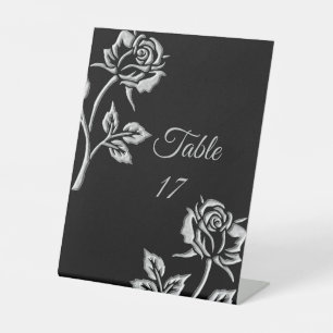 Simple Silver Rose Pedestal Sign