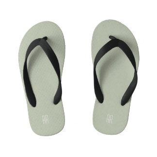 simple silver sage monogram kid's flip flops