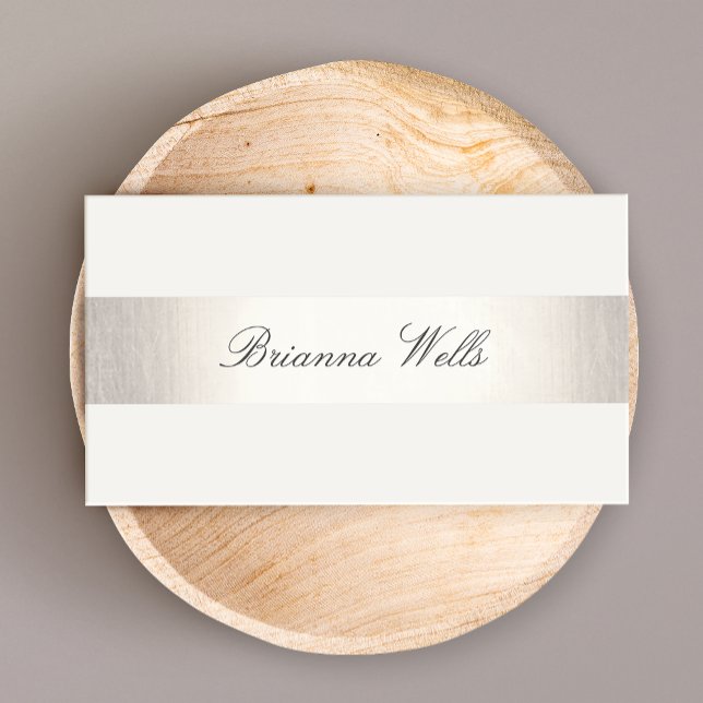 Simple Silver Striped Formal Name Networking Business Card (Creator Uploaded)