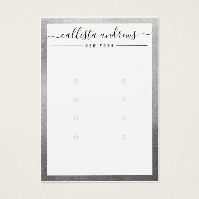Simple Silver White Multiple Earring Display Card (Front)
