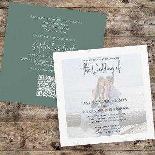 Simple Simple Green QR Code Elegant Minimal RSVP Invitation