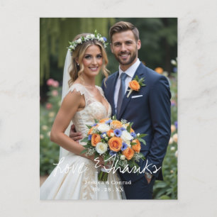 Simple Single Photo Thank You Wedding Postcard