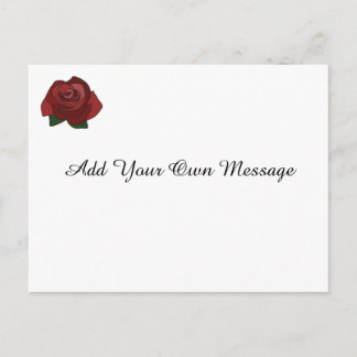 Simple Single Red Rose Custom Message Postcard