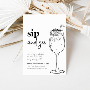 Simple Sip and See Baby Shower Invitation