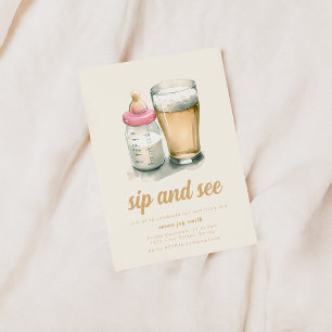 Simple Sip and See Baby Shower Invitation