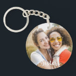 Simple Sisters One Photo Elegant Script Heart Key Ring<br><div class="desc">Customisable one photo design with the script word "sisters".</div>