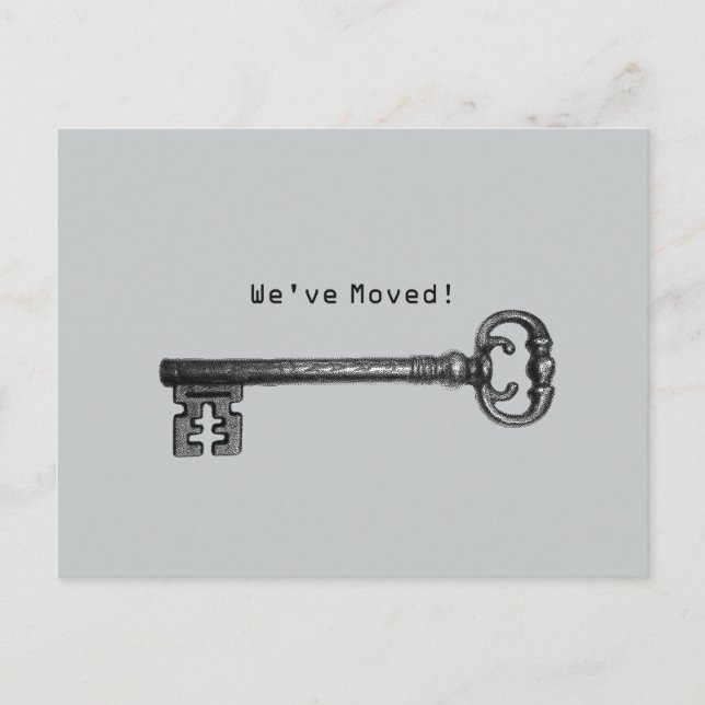Simple Skeleton Key New Address Moving Announcement Postcard (Front)