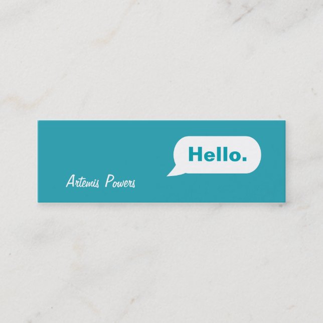 Simple Skinny IM Message Business Card blue (Front)