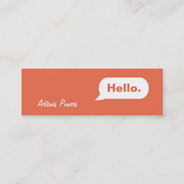 Simple Skinny IM Message Business Card orange (Front)
