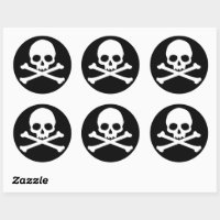 Simple Skull and Crossbones Classic Round Sticker