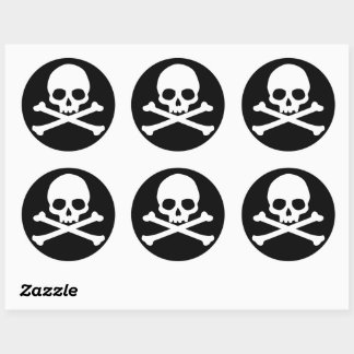 Simple Skull and Crossbones Classic Round Sticker