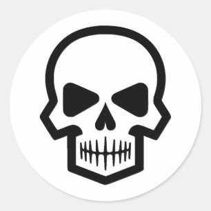 Simple Skull Elegance in Black and White Classic Round Sticker
