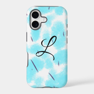 Simple sky blue black watercolor add your monogram