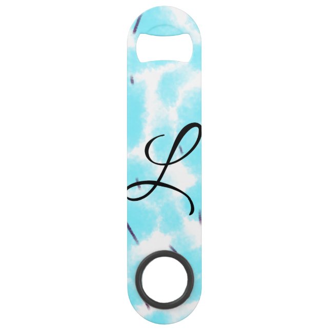 Simple sky blue black watercolor add your monogram (Front)