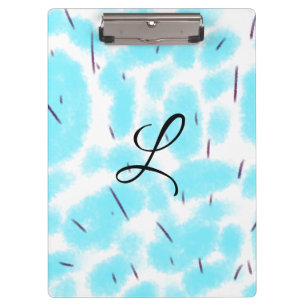 Simple sky blue black watercolor add your monogram clipboard