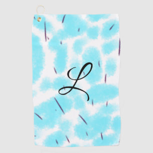 Simple sky blue black watercolor add your monogram golf towel