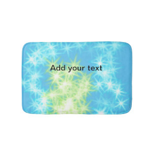 Simple sky blue glitt sparkle stars add your text bath mat