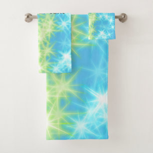 Simple sky blue glitt sparkle stars add your text bath towel set