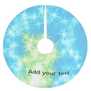Simple sky blue glitt sparkle stars add your text brushed polyester tree skirt
