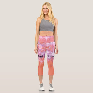 Simple sky blue glitt sparkle stars add your text capri leggings