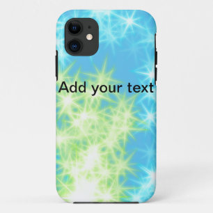 Simple sky blue glitt sparkle stars add your text  iPhone 11 case