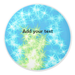 Simple sky blue glitt sparkle stars add your text ceramic knob