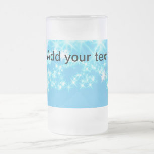 Simple sky blue glitt sparkle stars add your text frosted glass beer mug