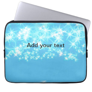 Simple sky blue glitt sparkle stars add your text  laptop sleeve