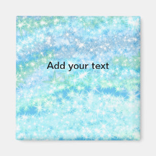 Simple sky blue glitt sparkle stars add your text  magnet