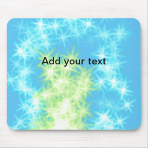 Simple sky blue glitt sparkle stars add your text mouse mat