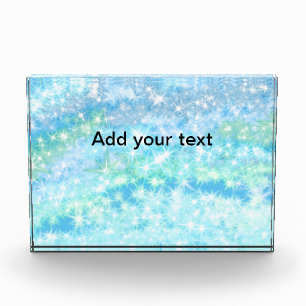 Simple sky blue glitt sparkle stars add your text photo block