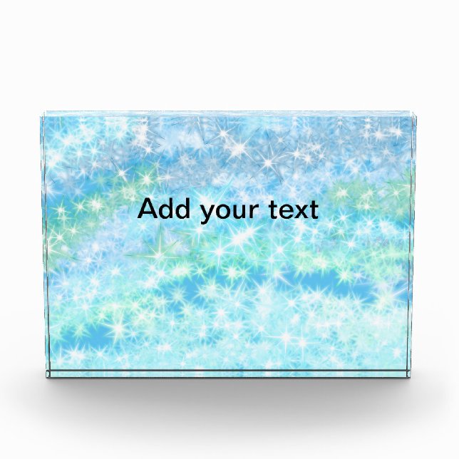 Simple sky blue glitt sparkle stars add your text  photo block (Front)