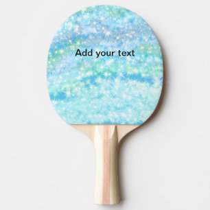 Simple sky blue glitt sparkle stars add your text  ping pong paddle