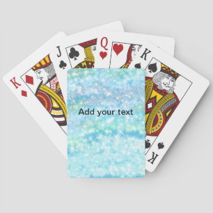 Simple sky blue glitt sparkle stars add your text  playing cards