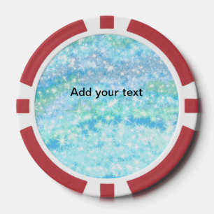 Simple sky blue glitt sparkle stars add your text  poker chips